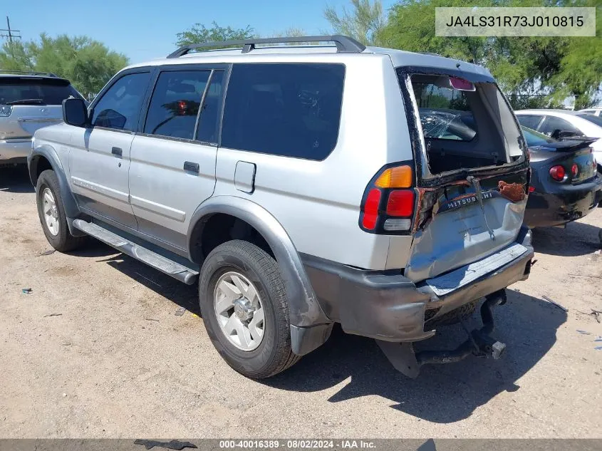 2003 Mitsubishi Montero Sport Xls VIN: JA4LS31R73J010815 Lot: 40016389