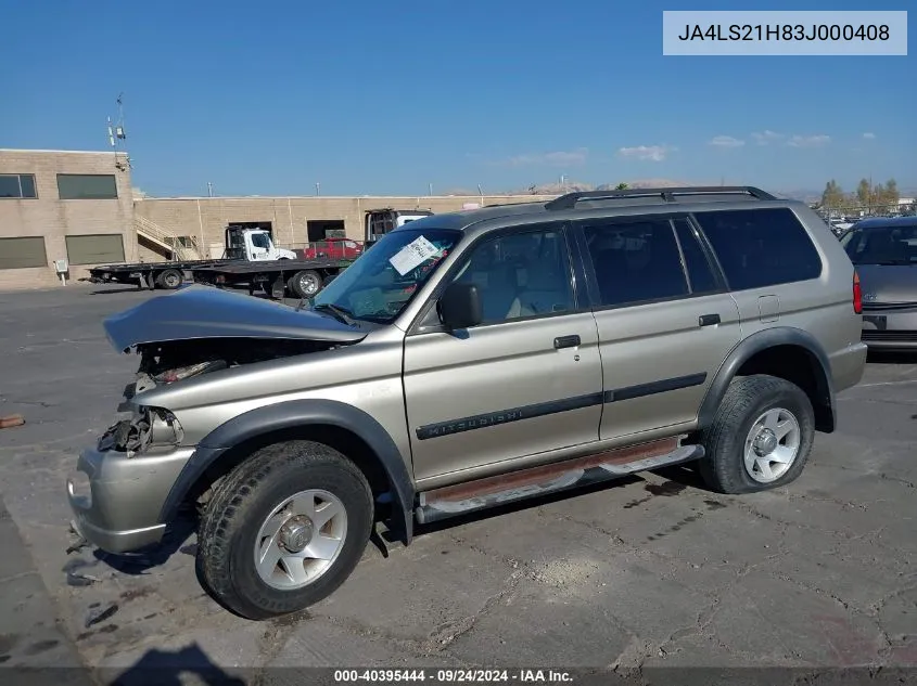 JA4LS21H83J000408 2003 Mitsubishi Montero Sport Es/Ls