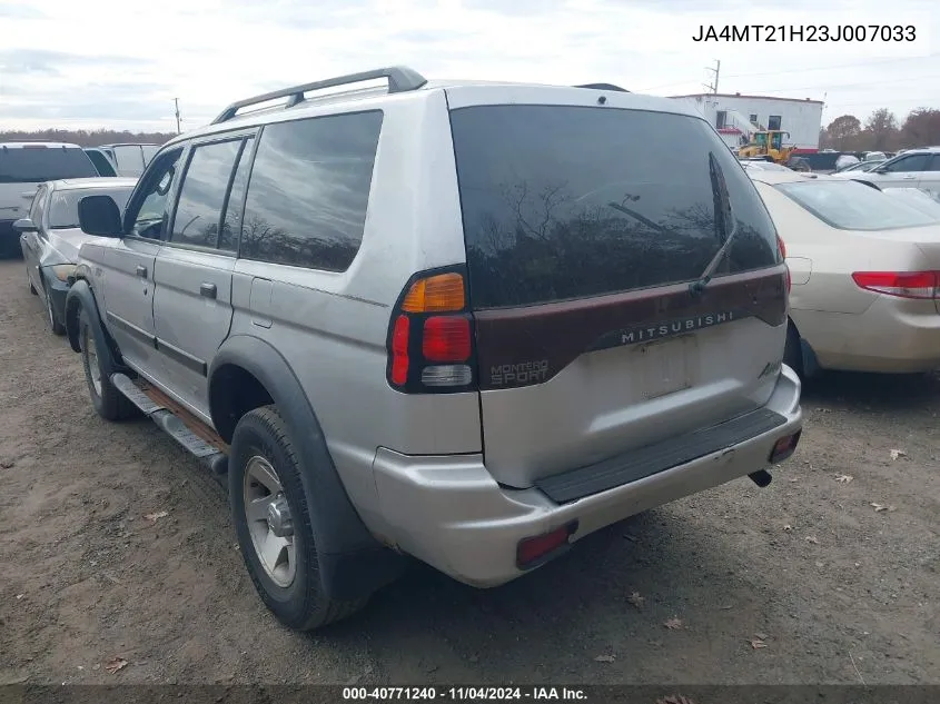 2003 Mitsubishi Montero Sport Es/Ls VIN: JA4MT21H23J007033 Lot: 40771240