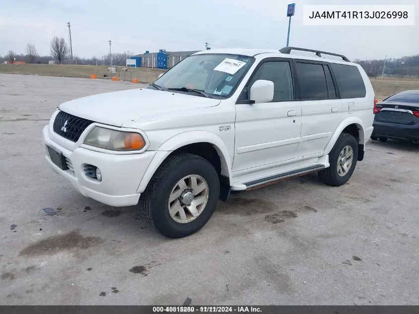 2003 Mitsubishi Montero Sport Ltd VIN: JA4MT41R13J026998 Lot: 40815280