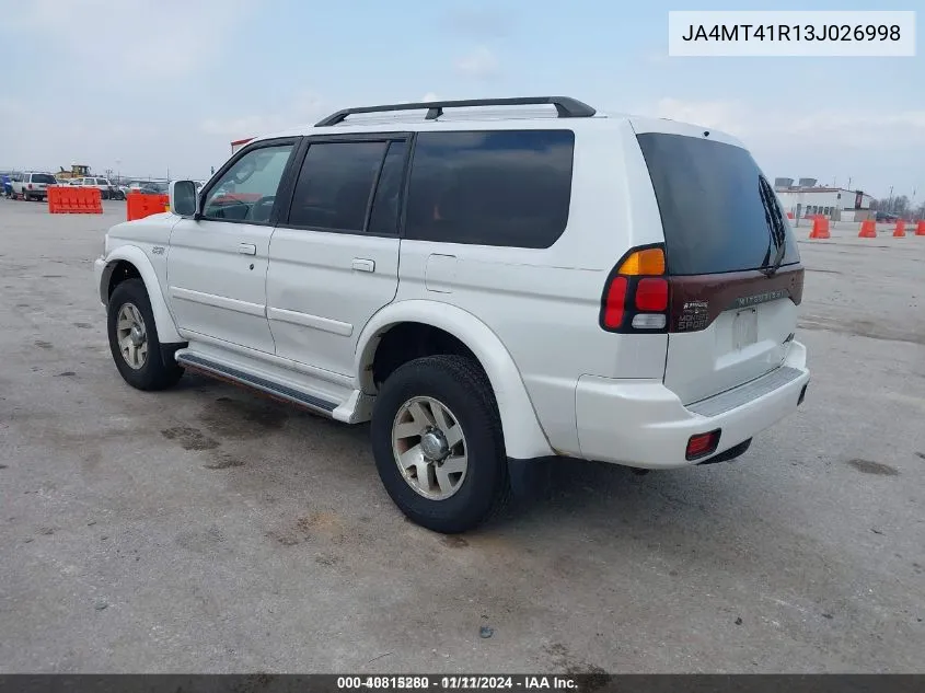 2003 Mitsubishi Montero Sport Ltd VIN: JA4MT41R13J026998 Lot: 40815280