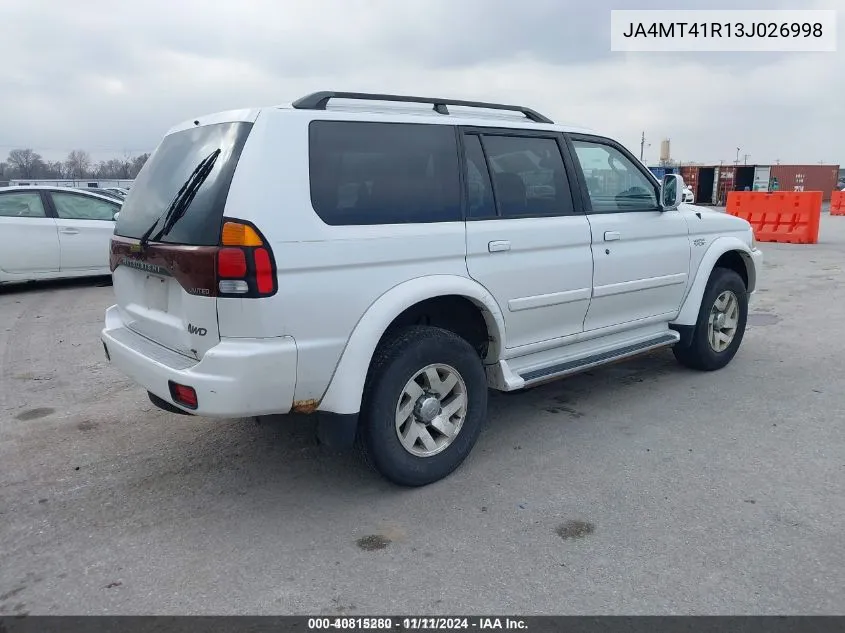 2003 Mitsubishi Montero Sport Ltd VIN: JA4MT41R13J026998 Lot: 40815280