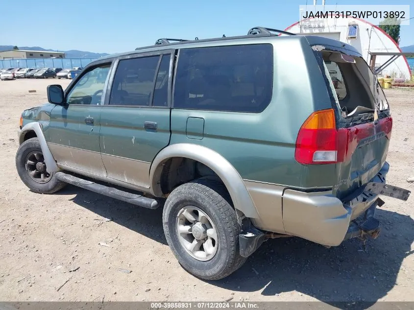 1998 Mitsubishi Montero Sport Ls VIN: JA4MT31P5WP013892 Lot: 39858931