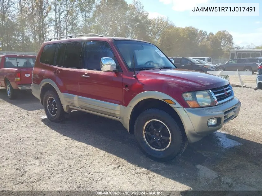 2001 Mitsubishi Montero Limited VIN: JA4MW51R71J017491 Lot: 40709625