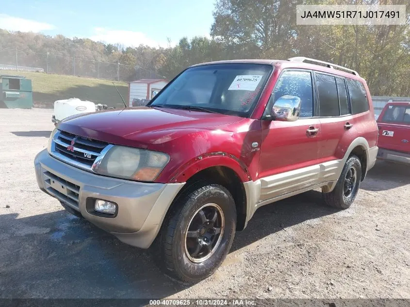 2001 Mitsubishi Montero Limited VIN: JA4MW51R71J017491 Lot: 40709625