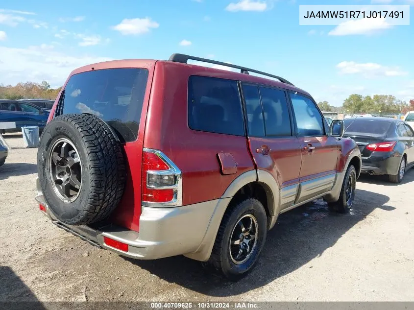 2001 Mitsubishi Montero Limited VIN: JA4MW51R71J017491 Lot: 40709625