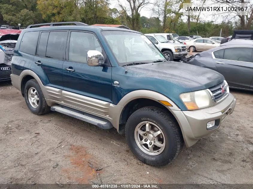 2001 Mitsubishi Montero Limited VIN: JA4MW51RX1J002967 Lot: 40761235