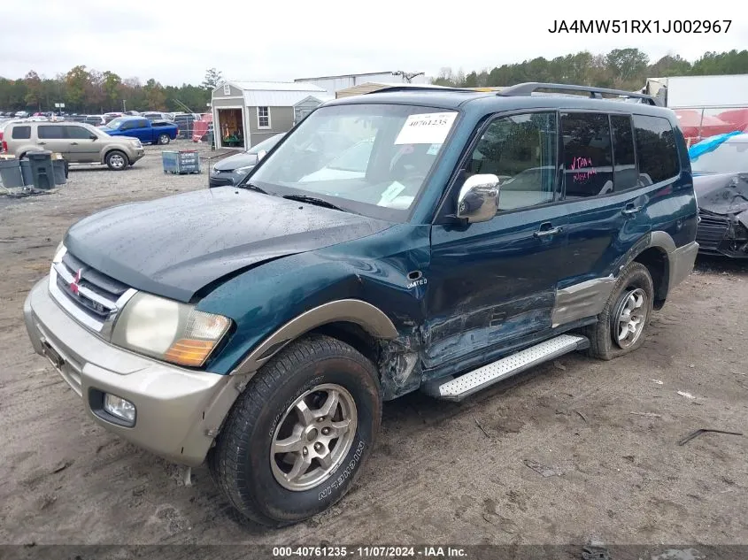 2001 Mitsubishi Montero Limited VIN: JA4MW51RX1J002967 Lot: 40761235