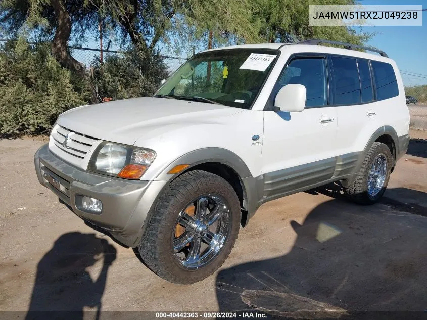 2002 Mitsubishi Montero Limited VIN: JA4MW51RX2J049238 Lot: 40442363