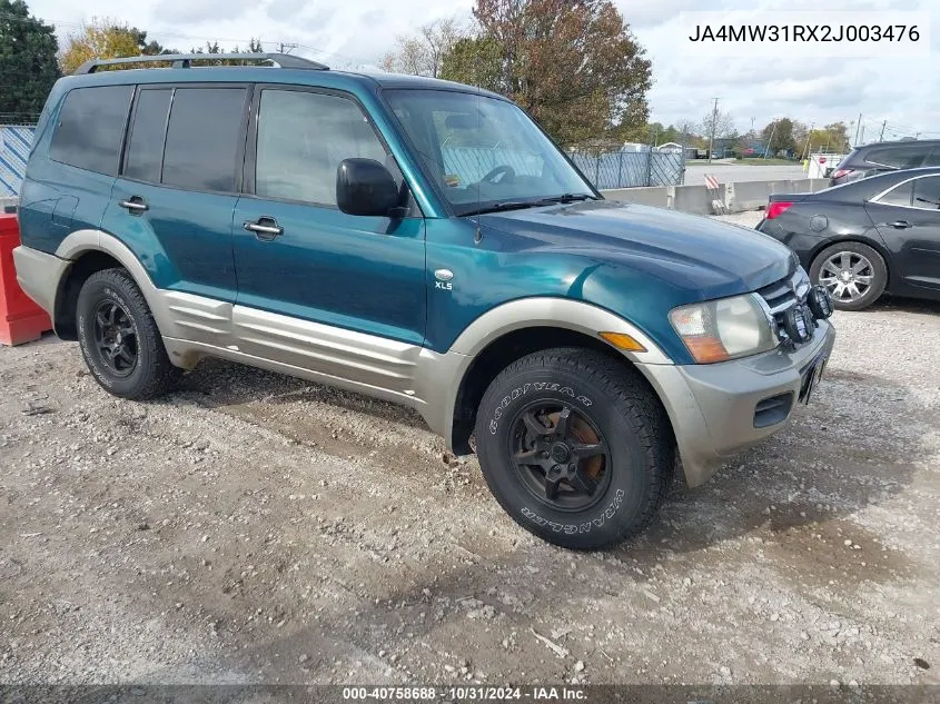 2002 Mitsubishi Montero Xls VIN: JA4MW31RX2J003476 Lot: 40758688