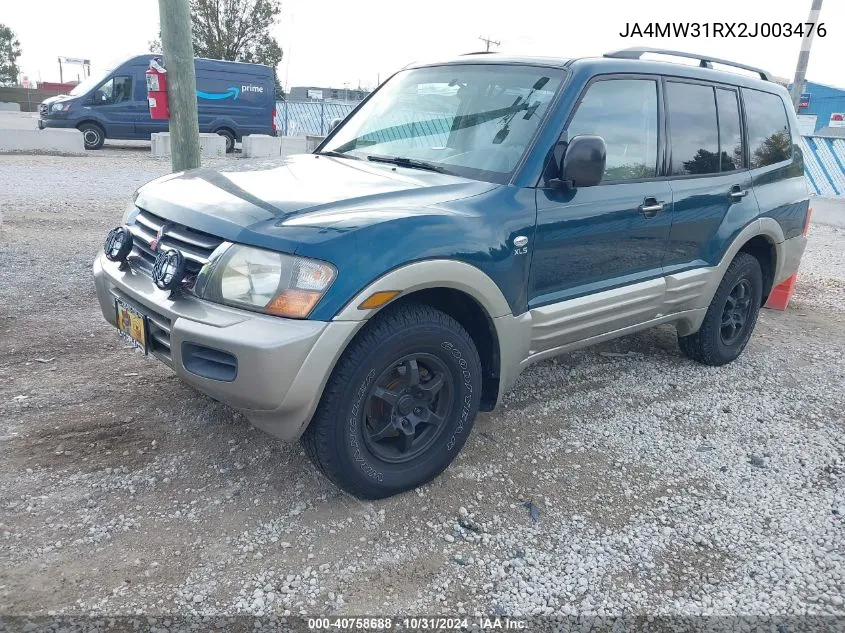 2002 Mitsubishi Montero Xls VIN: JA4MW31RX2J003476 Lot: 40758688