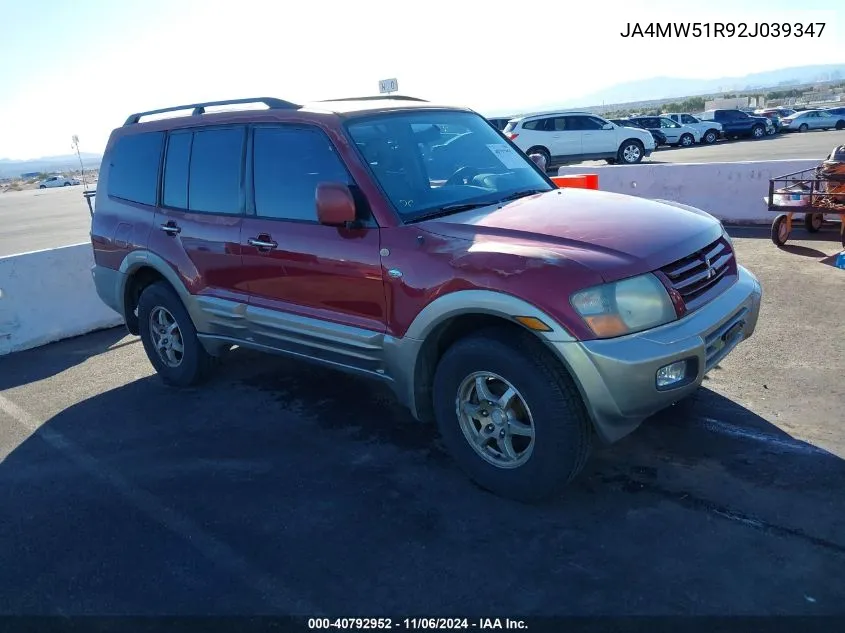 2002 Mitsubishi Montero Limited VIN: JA4MW51R92J039347 Lot: 40792952