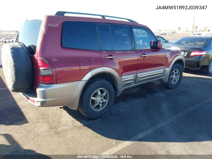 2002 Mitsubishi Montero Limited VIN: JA4MW51R92J039347 Lot: 40792952