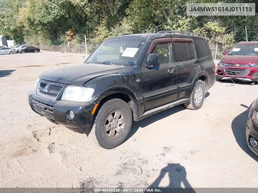 2004 Mitsubishi Montero Xls VIN: JA4MW51S14J011113 Lot: 40368339