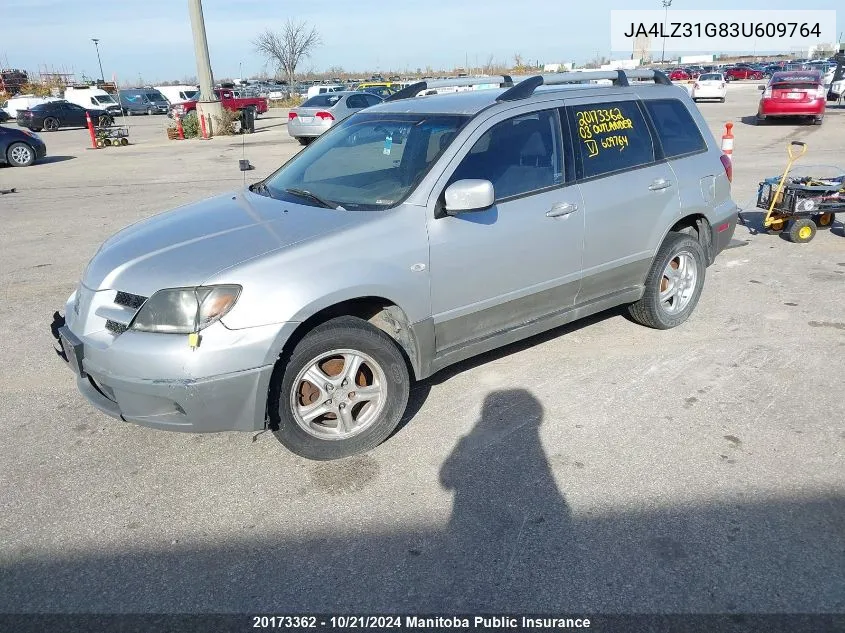 2003 Mitsubishi Outlander Ls VIN: JA4LZ31G83U609764 Lot: 20173362