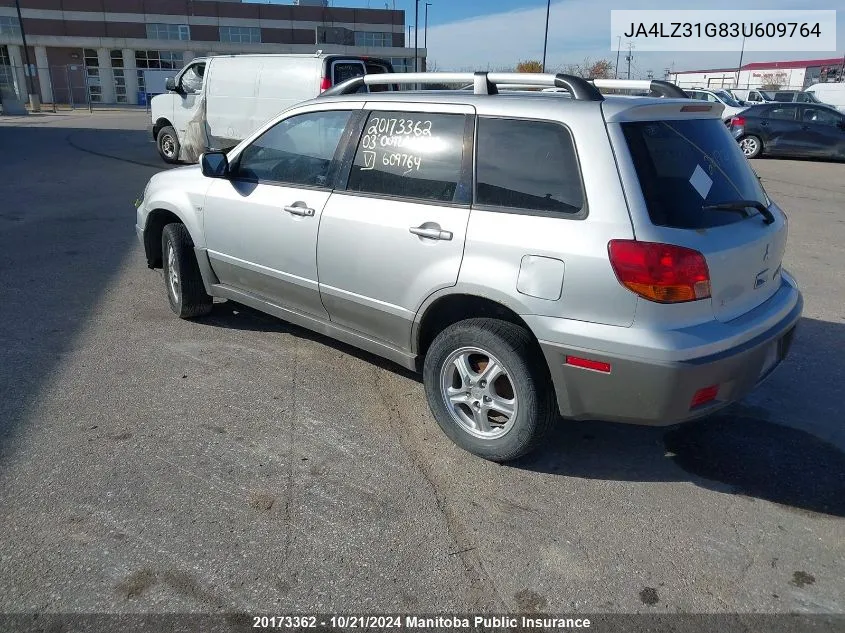 2003 Mitsubishi Outlander Ls VIN: JA4LZ31G83U609764 Lot: 20173362