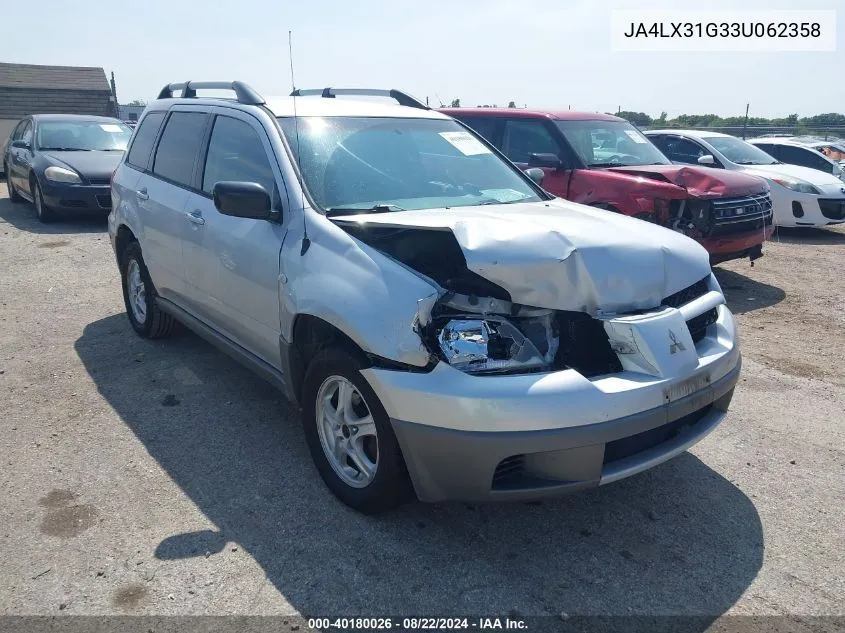 2003 Mitsubishi Outlander Ls VIN: JA4LX31G33U062358 Lot: 40180026