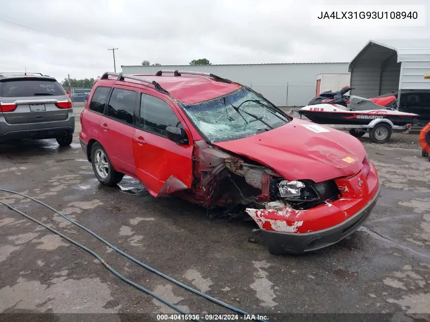 2003 Mitsubishi Outlander Ls VIN: JA4LX31G93U108940 Lot: 40415936