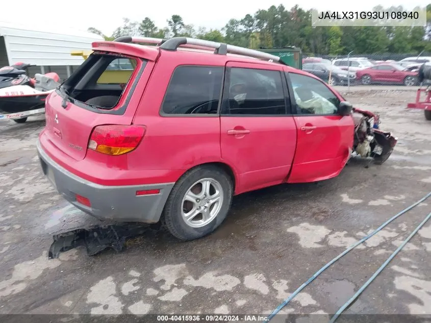 JA4LX31G93U108940 2003 Mitsubishi Outlander Ls