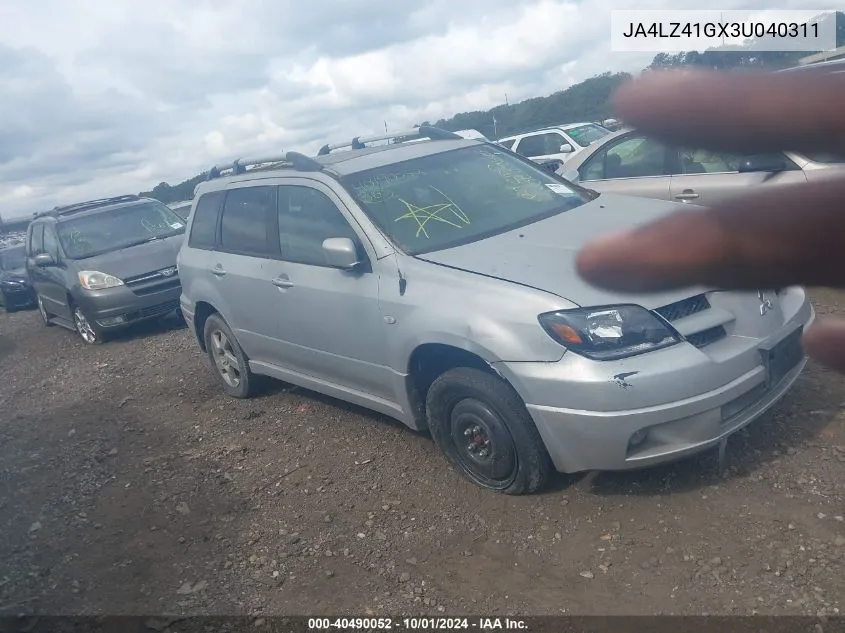 2003 Mitsubishi Outlander Xls VIN: JA4LZ41GX3U040311 Lot: 40490052