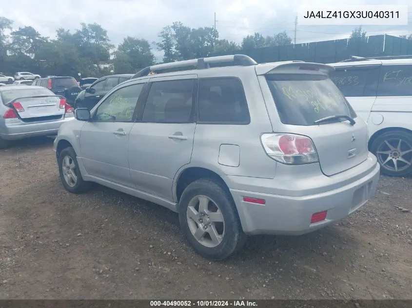 2003 Mitsubishi Outlander Xls VIN: JA4LZ41GX3U040311 Lot: 40490052