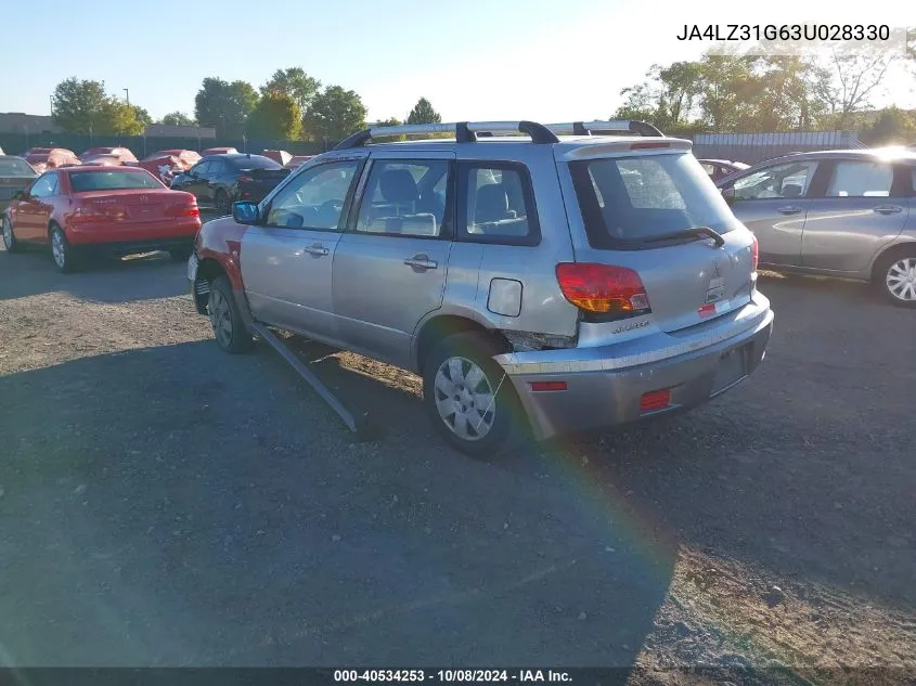 JA4LZ31G63U028330 2003 Mitsubishi Outlander Ls