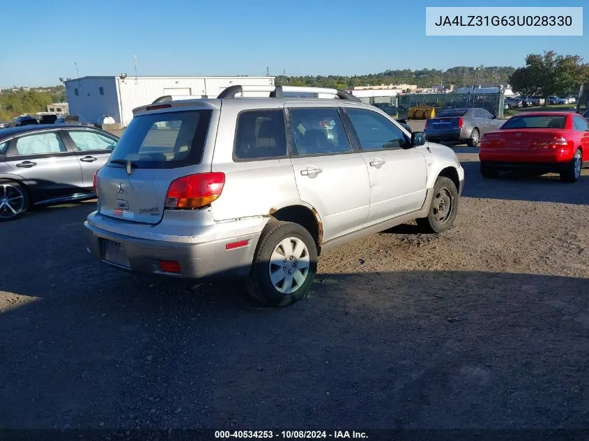 2003 Mitsubishi Outlander Ls VIN: JA4LZ31G63U028330 Lot: 40534253