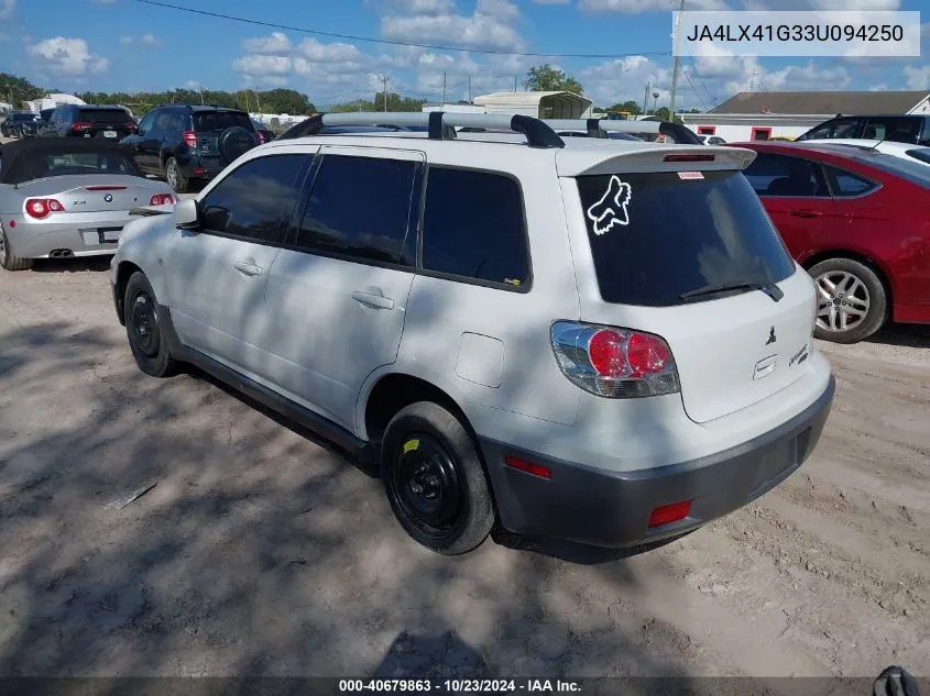 2003 Mitsubishi Outlander Xls VIN: JA4LX41G33U094250 Lot: 40679863