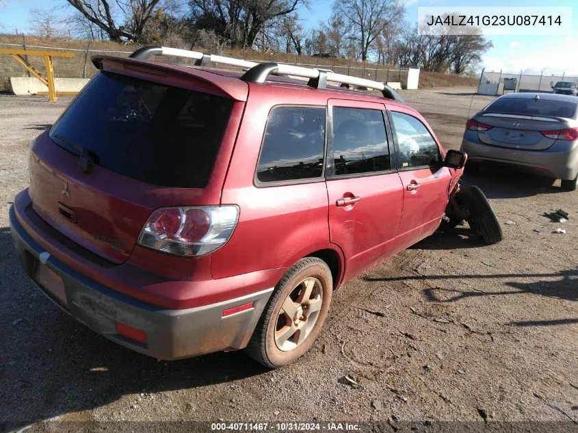 2003 Mitsubishi Outlander Xls VIN: JA4LZ41G23U087414 Lot: 40711467