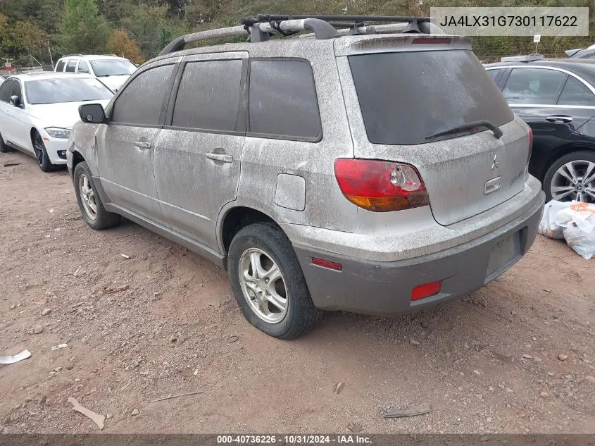 2003 Mitsubishi Outlander VIN: JA4LX31G730117622 Lot: 40736226