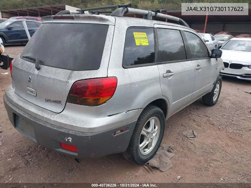 2003 Mitsubishi Outlander VIN: JA4LX31G730117622 Lot: 40736226