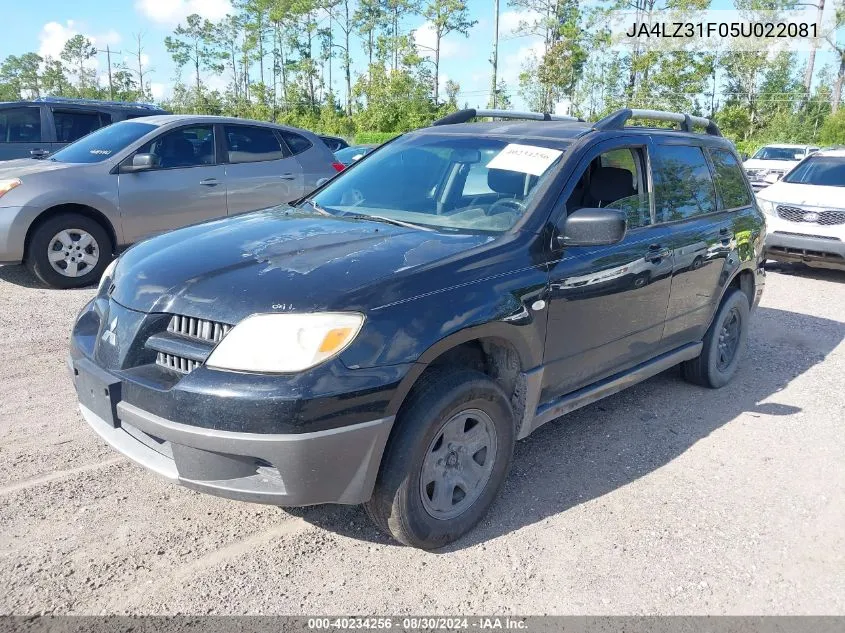 2005 Mitsubishi Outlander Ls VIN: JA4LZ31F05U022081 Lot: 40234256