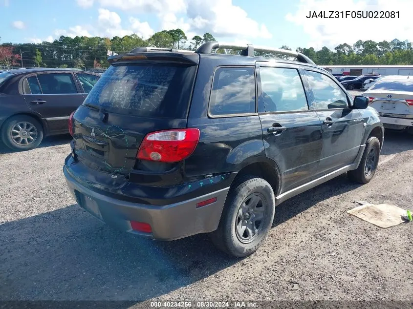 2005 Mitsubishi Outlander Ls VIN: JA4LZ31F05U022081 Lot: 40234256