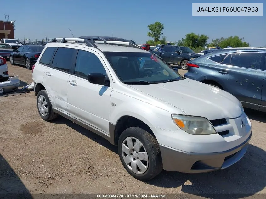 2006 Mitsubishi Outlander Ls VIN: JA4LX31F66U047963 Lot: 39834770