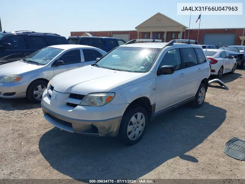 2006 Mitsubishi Outlander Ls VIN: JA4LX31F66U047963 Lot: 39834770