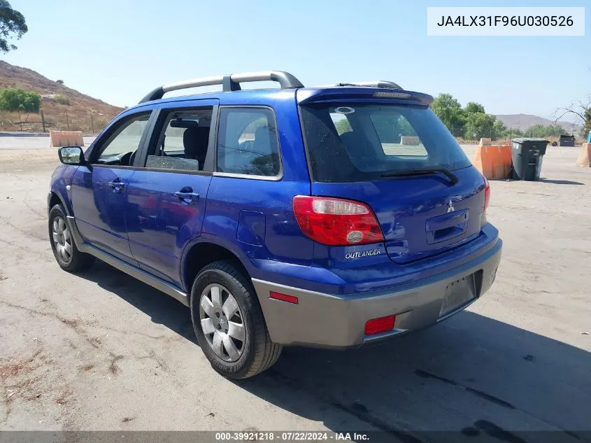 2006 Mitsubishi Outlander Ls VIN: JA4LX31F96U030526 Lot: 39921218