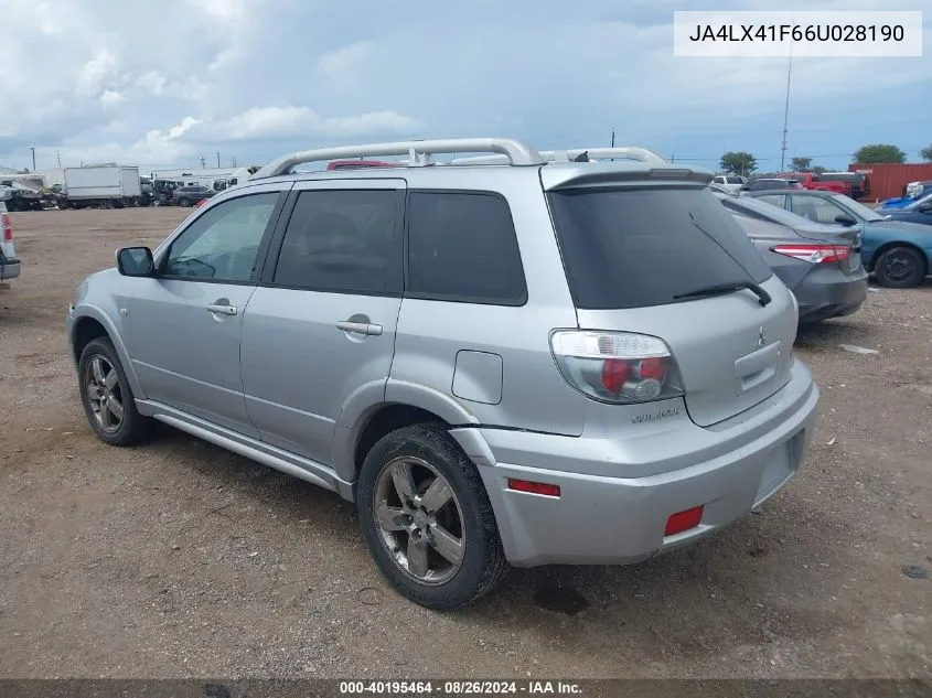 2006 Mitsubishi Outlander Se VIN: JA4LX41F66U028190 Lot: 40195464