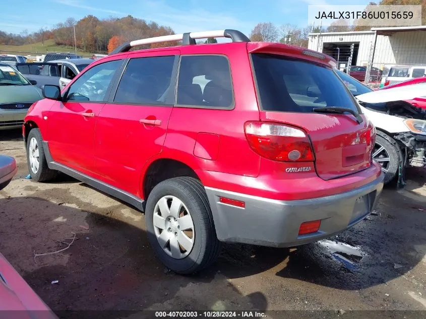 2006 Mitsubishi Outlander Ls VIN: JA4LX31F86U015659 Lot: 40702003