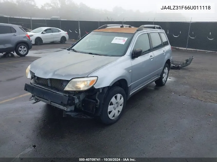 2006 Mitsubishi Outlander Ls VIN: JA4LZ31F66U011118 Lot: 40709741