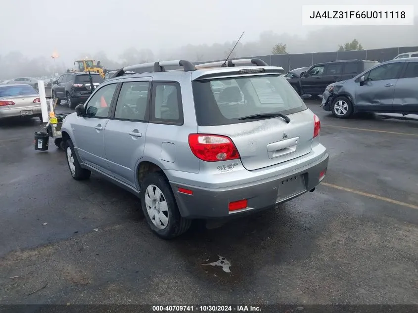 2006 Mitsubishi Outlander Ls VIN: JA4LZ31F66U011118 Lot: 40709741