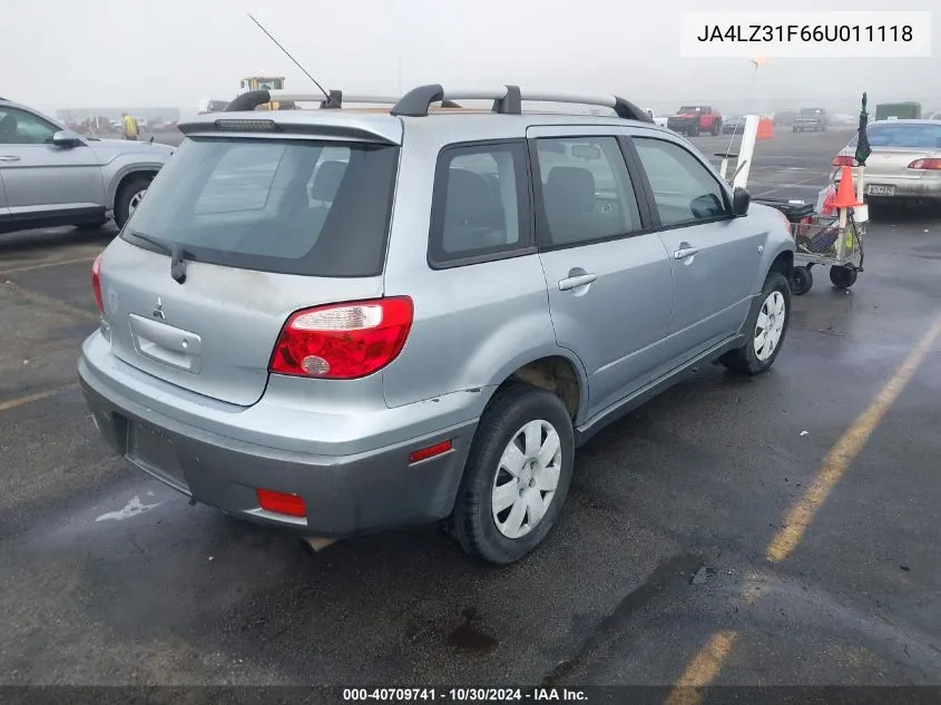 2006 Mitsubishi Outlander Ls VIN: JA4LZ31F66U011118 Lot: 40709741