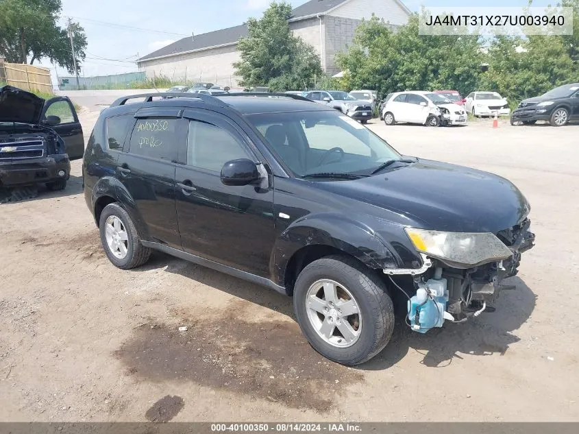 2007 Mitsubishi Outlander Ls VIN: JA4MT31X27U003940 Lot: 40100350