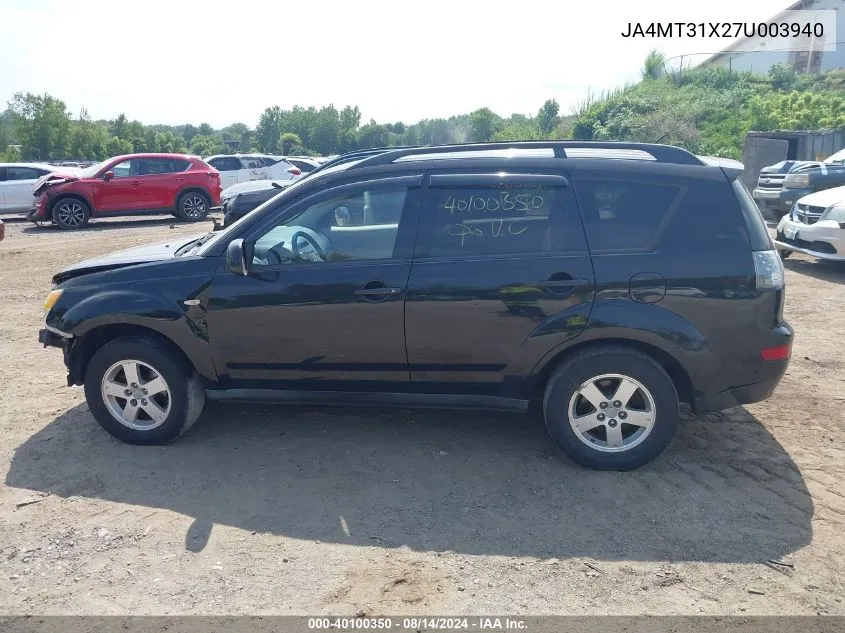 2007 Mitsubishi Outlander Ls VIN: JA4MT31X27U003940 Lot: 40100350