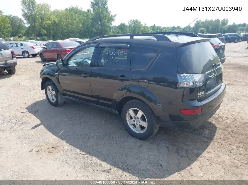 2007 Mitsubishi Outlander Ls VIN: JA4MT31X27U003940 Lot: 40100350