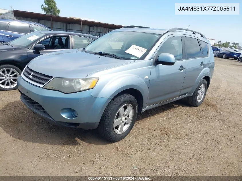 2007 Mitsubishi Outlander Es/Ls VIN: JA4MS31X77Z005611 Lot: 40115153