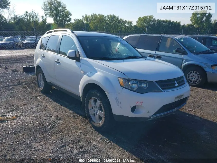 2007 Mitsubishi Outlander Ls VIN: JA4MT31X17Z015712 Lot: 40269033