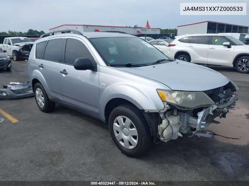 2007 Mitsubishi Outlander Es/Ls VIN: JA4MS31XX7Z000533 Lot: 40323447