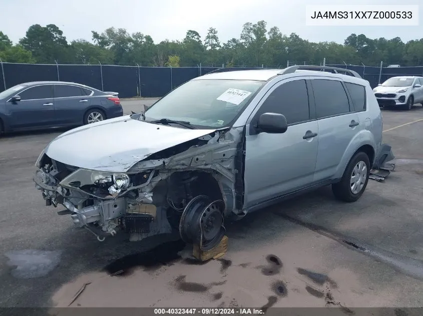 2007 Mitsubishi Outlander Es/Ls VIN: JA4MS31XX7Z000533 Lot: 40323447