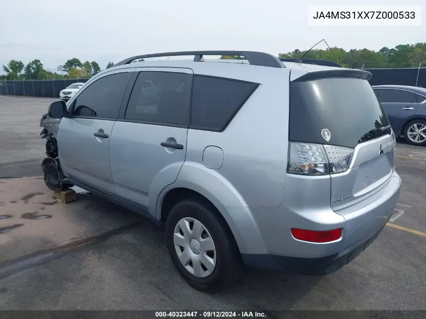 2007 Mitsubishi Outlander Es/Ls VIN: JA4MS31XX7Z000533 Lot: 40323447