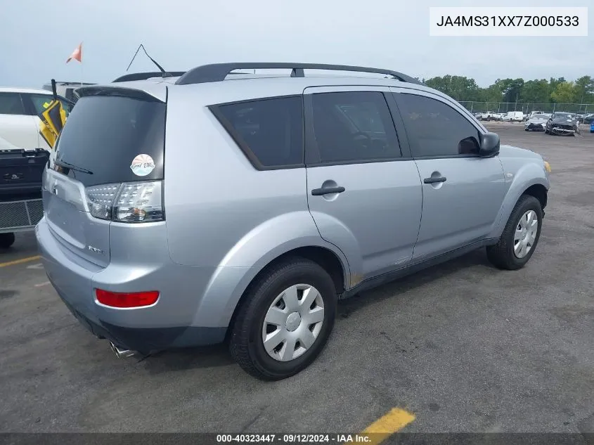 2007 Mitsubishi Outlander Es/Ls VIN: JA4MS31XX7Z000533 Lot: 40323447